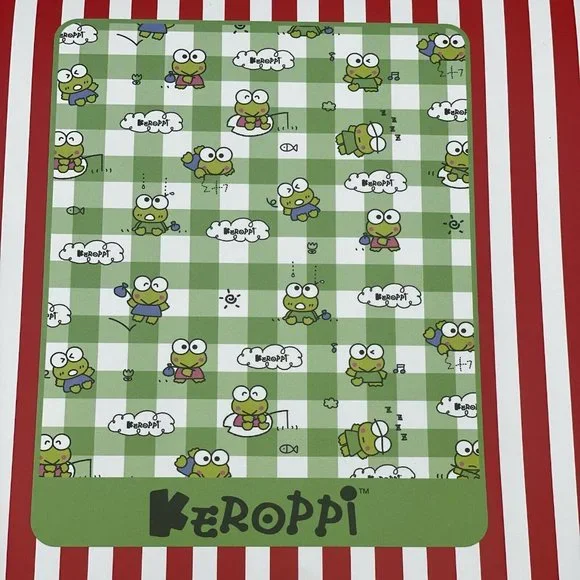 Sanrio Keroppi Gingham Throw Blanket 45" x 60" Bioworld NEW